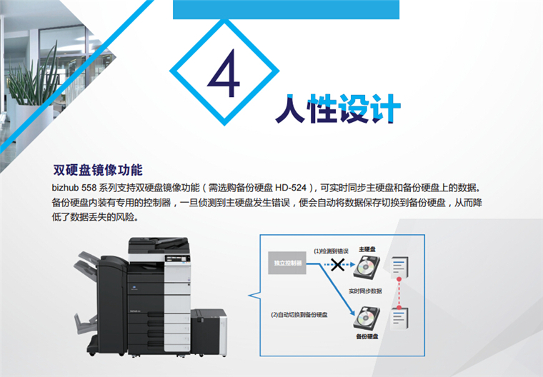 柯尼卡美能達458雙硬盤鏡像功能-科頤辦公